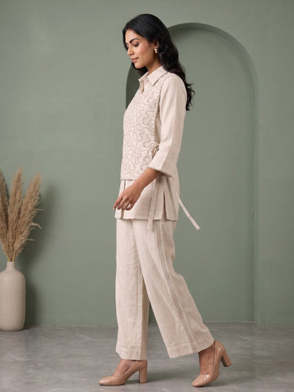 Ridhika Ivory embroidery cotton co-ord set