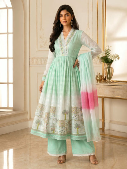 Tridhara Minty Cotton Suit Set