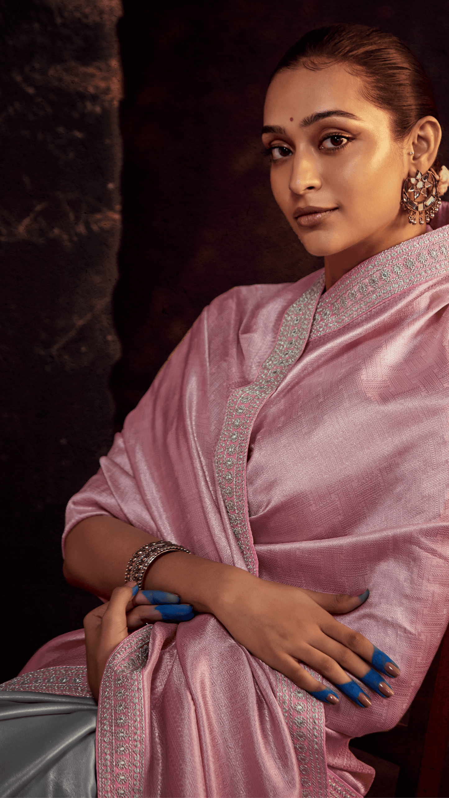 Dhiyona KM Women Twilight Elegance “ Pink & Gray Kanjivaram Silk Saree