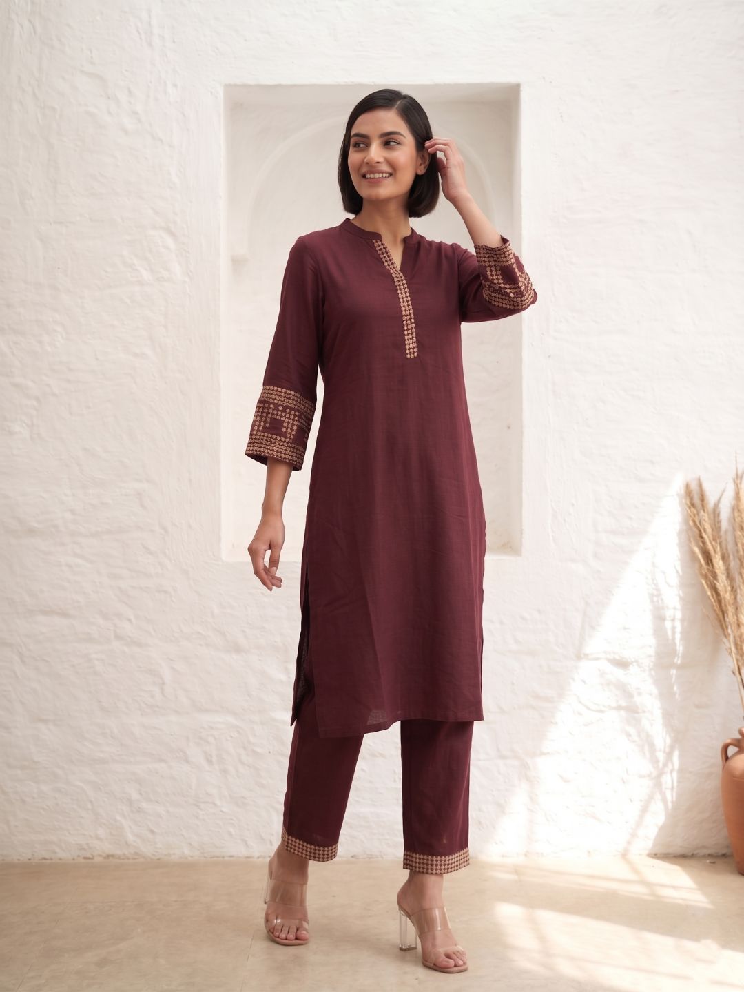 Tina Choco Embroidered Co-ord Set