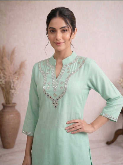 Divya pine mirror work co-ord set