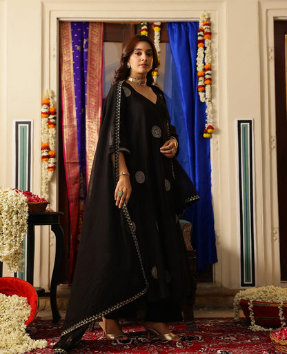 Raag Black Muslin Suit Set
