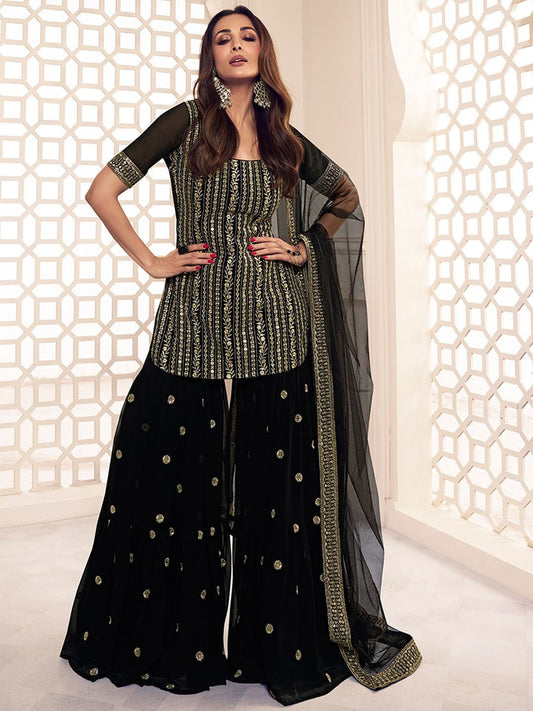 Dhiyona IN Floral Zari Sequinned Embroidered Kurta Set