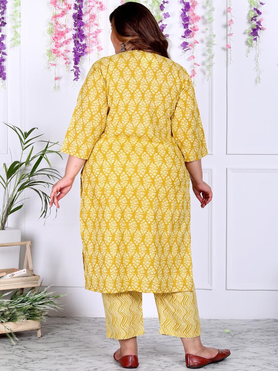Dhiyona KL Floral Printed Regular Sequinned Pure Cotton Kurta with Trouser & With Dupatta
