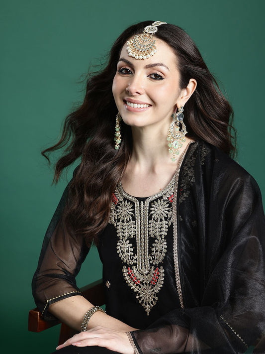 Ethnic Motifs Embroidered Kurta with Trousers & Dupatta