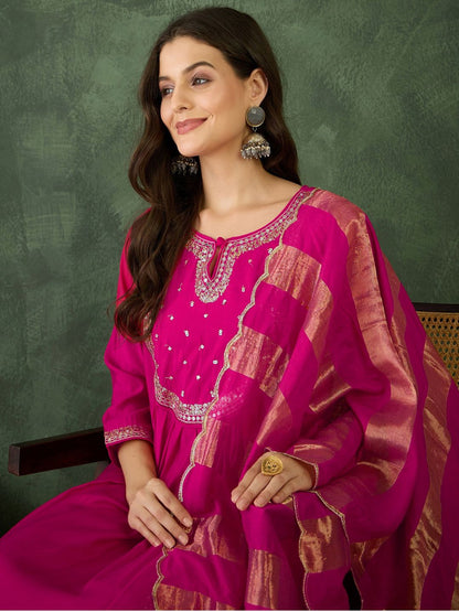 Dhiyona KL Women Embroidered A-Line Kurta Set