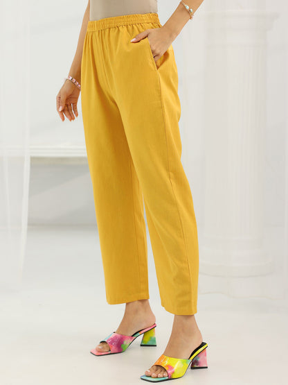 Yoke Design Thread Work Kurta With Trousers And Dupatta