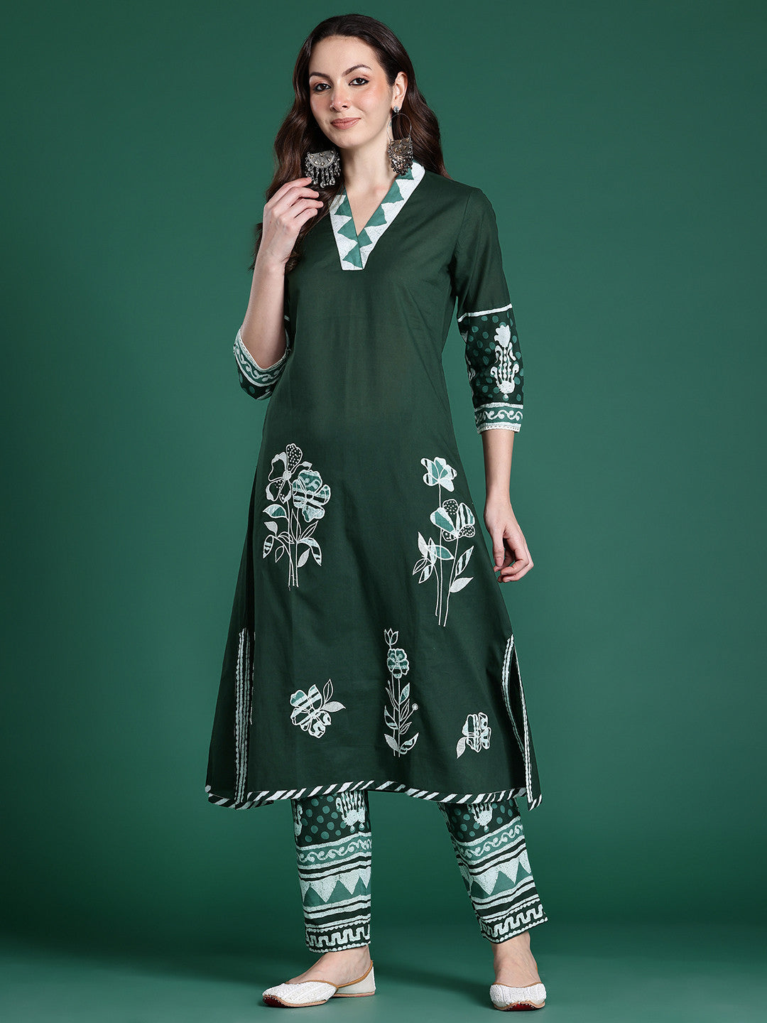 Floral Printed Regular Pure Cotton Kurta with Trousers