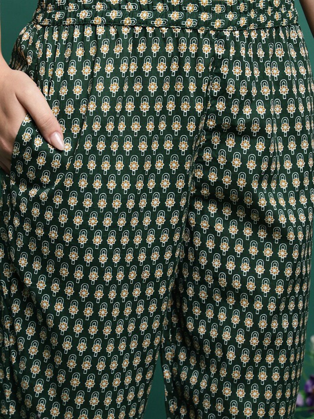 Dhiyona SN Women's Floral Printed Pure Cotton A-Line Kurta With Trousers & Dupatta