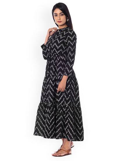 Dhiyona AY Women's Black Printed Fit and Flare Dress