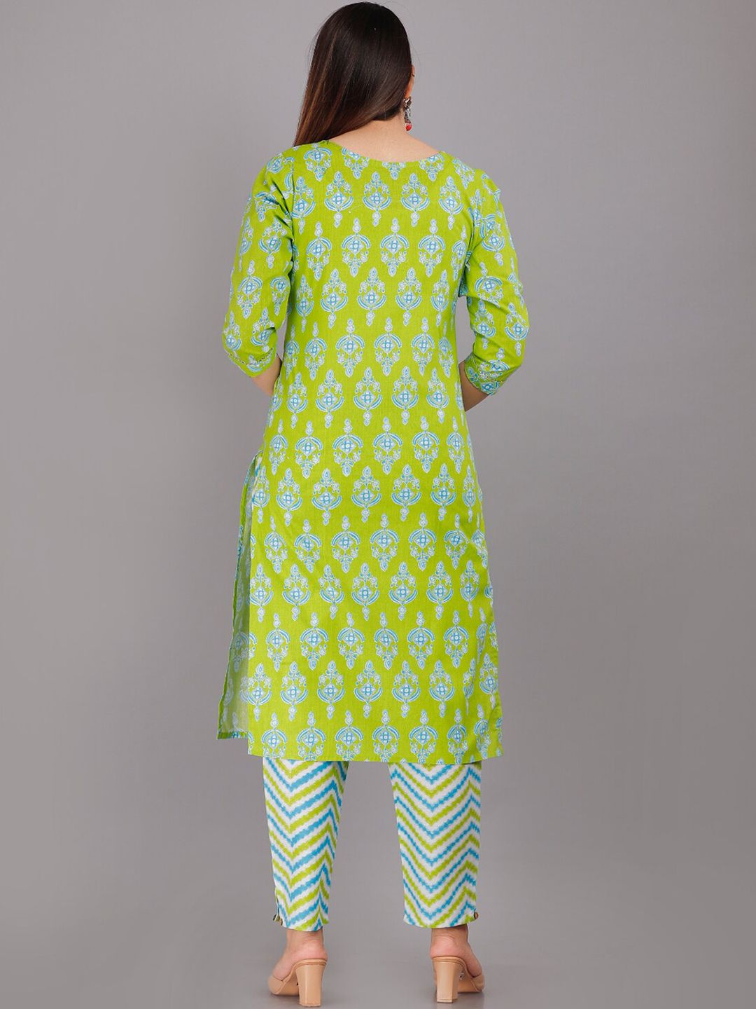 Dhiyona KL Ethnic Motifs Printed Regular Pure Cotton Kurta with Trousers & With Dupatta