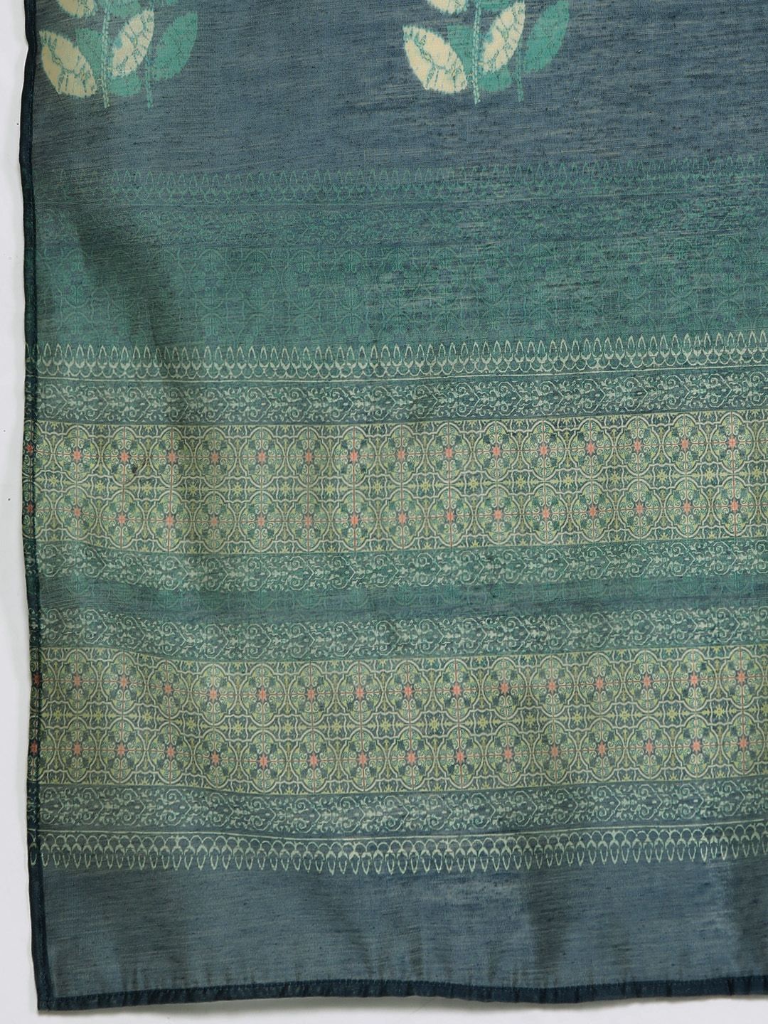 Sea Green Sea Green Floral Printed Hand work Kurta with Trousers & Dupatta