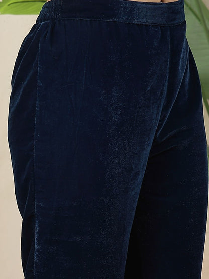 Embroidered A-Line Kurta With Trousers & Dupatta