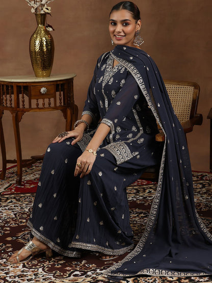 Dhiyona LL Women Floral Embroidered Regular Kurta with Palazzos & With Dupatta