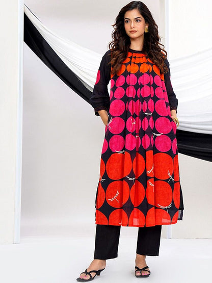 Printed Mandarin Collar Kurta & Trousers
