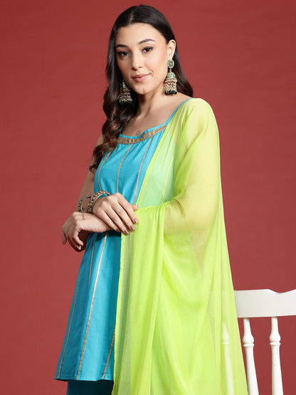 Dhiyona AN Tyohar Collection Gotta Patti Pure Cotton Kurti with Sharara & Dupatta