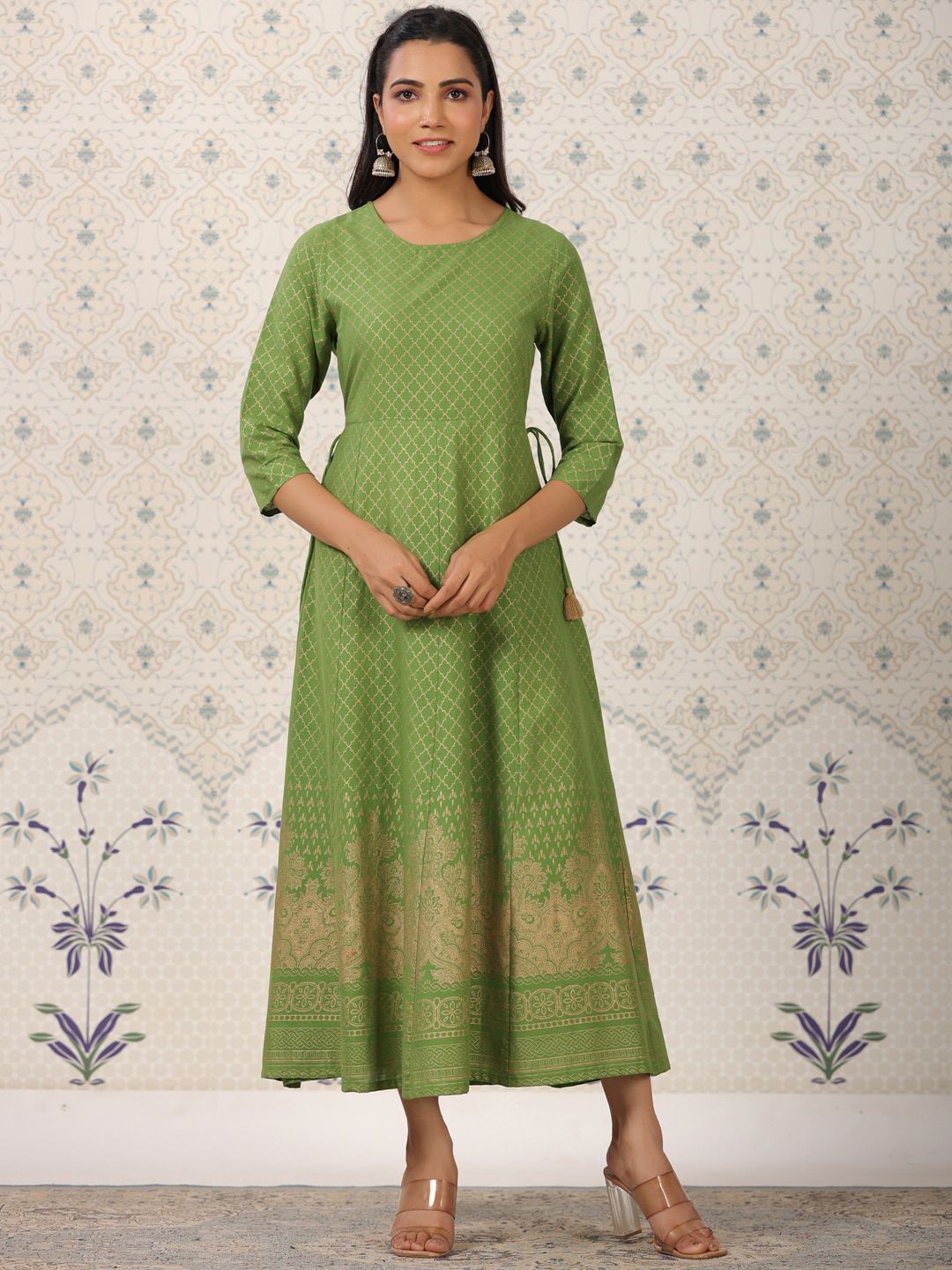 Dhiyona OD  Ethnic Motif Printed Pure Cotton A-Line Kurta