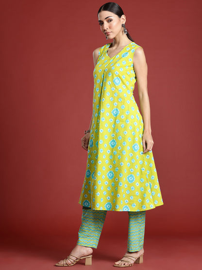 Bandhani Printed Pure Cotton Kurta with Trousers