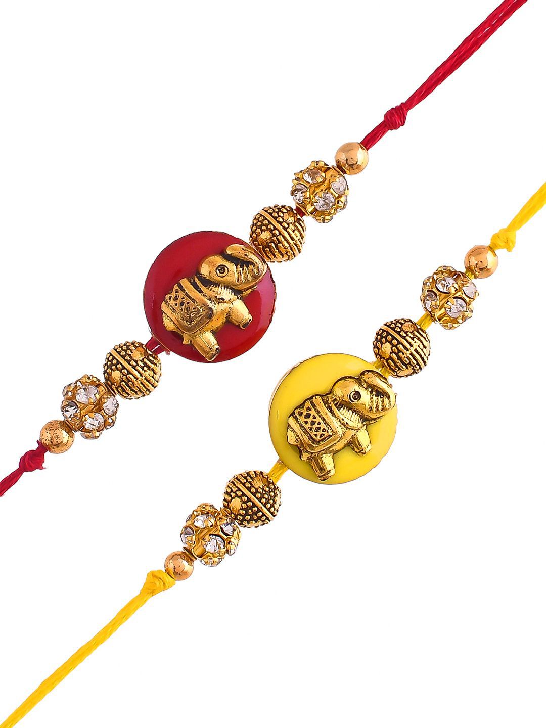 Dhiyona Set of 2 Red Beaded Thread Rakhi