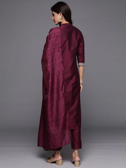 Women Ethnic Motifs Embroidered Regular Sequinned Kurta with Trousers & With Dupatta