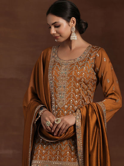 Dhiyona LL Women Ethnic Motifs Embroidered Regular Kurta with Palazzos & With Dupatta