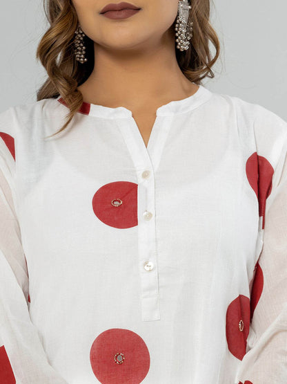 Women Printed Panelled Sequinned Pure Cotton Kurta Trousers & Dupatta