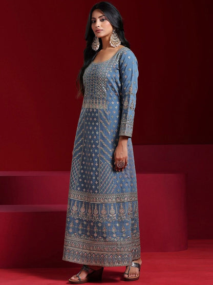 Dhiyona LL Ethnic Motifs Embroidered Sequinned Anarkali Kurta With Palazzos & Dupatta