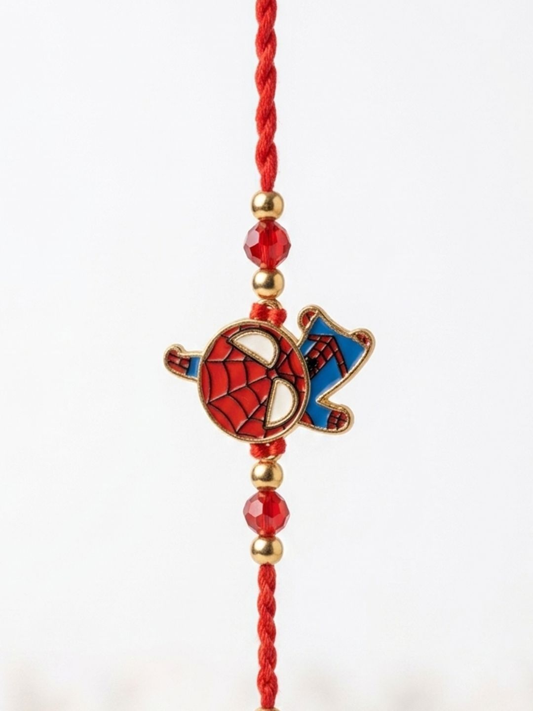 Dhiyona Kids Spider Man Character Artificial Beads Thread Rakhi With Roli Chawal Chandan