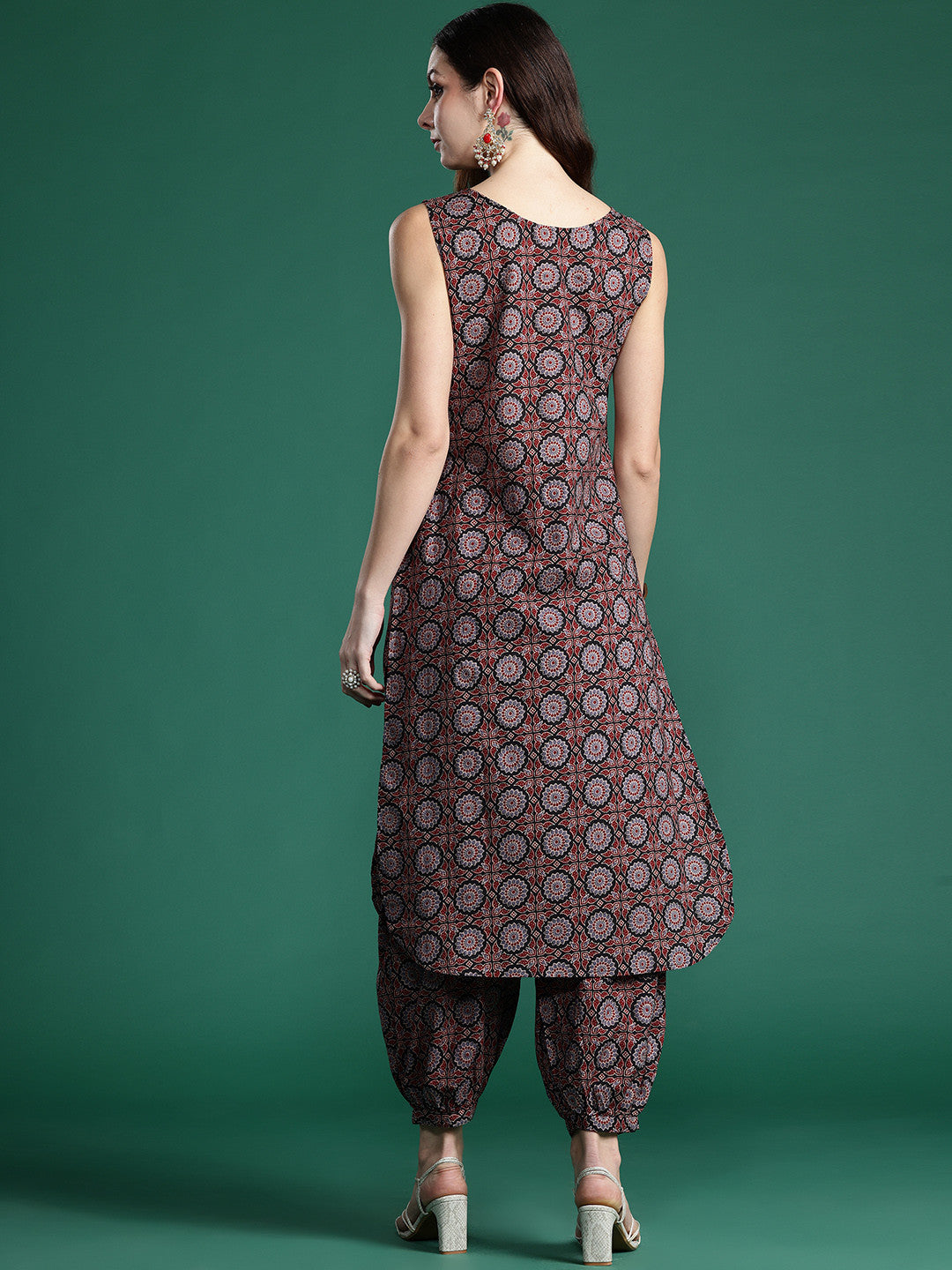 Ajrakh Printed Regular Pure Cotton Kurta with Salwar
