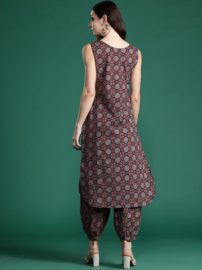 Ajrakh Printed Regular Pure Cotton Kurta with Salwar