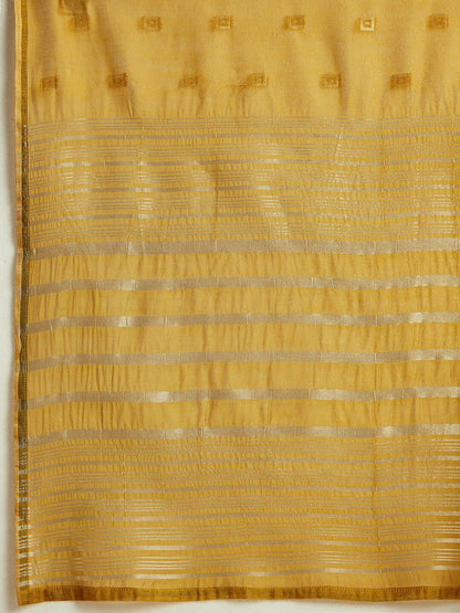 Dhiyona LL Womens Mustard Woven Design Anarkali Kurta With Palazzos & Dupatta