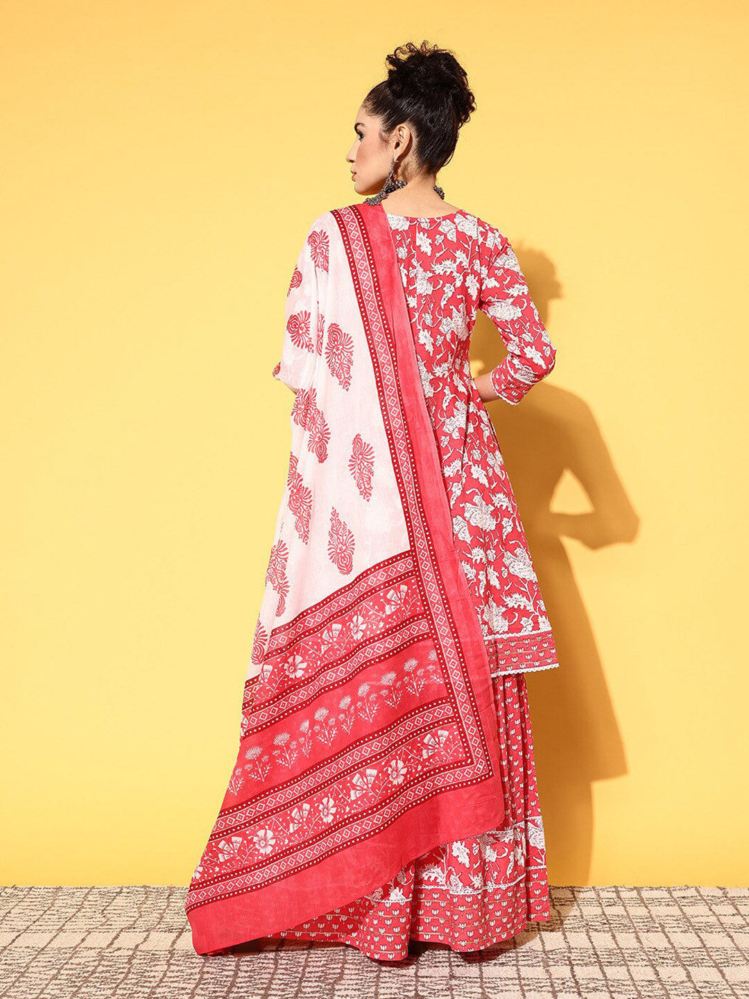 Floral Printed Kurta Sharara With Dupatta Pure Cotton Sets