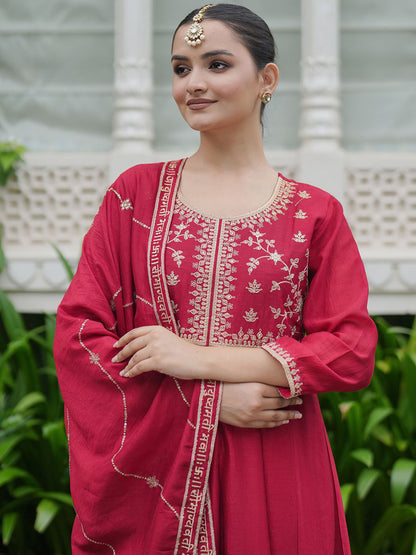 Women Ethnic Motifs Embroidered Empire Kurta with Trousers With Dupatta