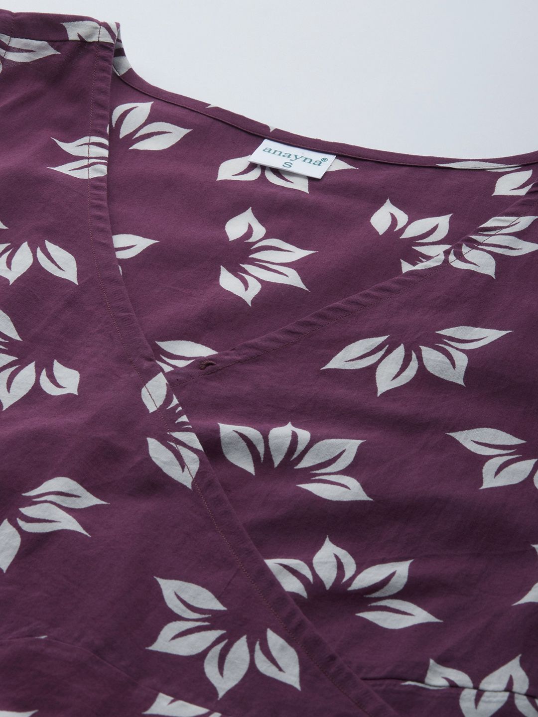 Dhiyona AY Women's Aubergine & White Tropical Print Maternity Wrap Dress