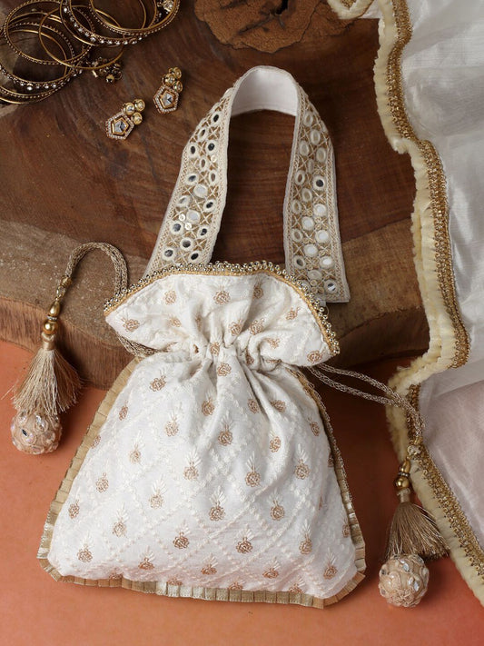 Dhiyona NR Embroidered Tasselled Potli