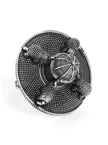 Dhiyona RJ Women's Elegant Design Oxidized Beautiful Antique Silver Plated Adjustable Finger Ring
