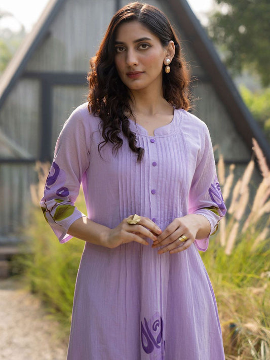 Women Printed Pure Cotton A-Line Kurta with Trouser