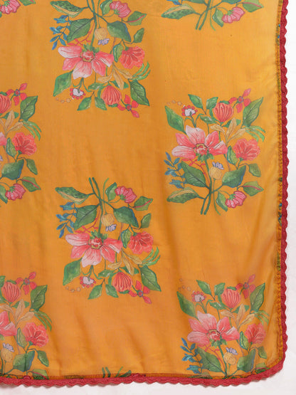 Floral Printed Regular Kurta with Trousers & Dupatta