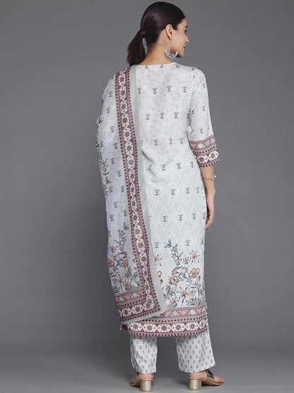 Floral Printed Sequinned Kurta with Trousers & With Dupatta