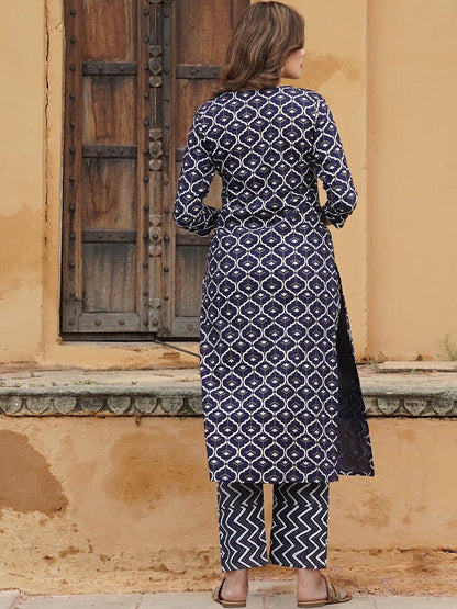 Dhiyona KL Printed Gotta Patti Kurta With Trousers & Dupatta