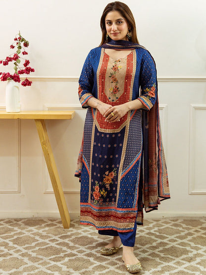 Dhiyona KL Women Ethnic Motifs Printed Regular Sequinned Kurta with Palazzos & With Dupatta