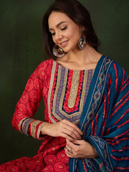 Dhiyona SN Embroidered Kurta & Palazzo With Dupatta