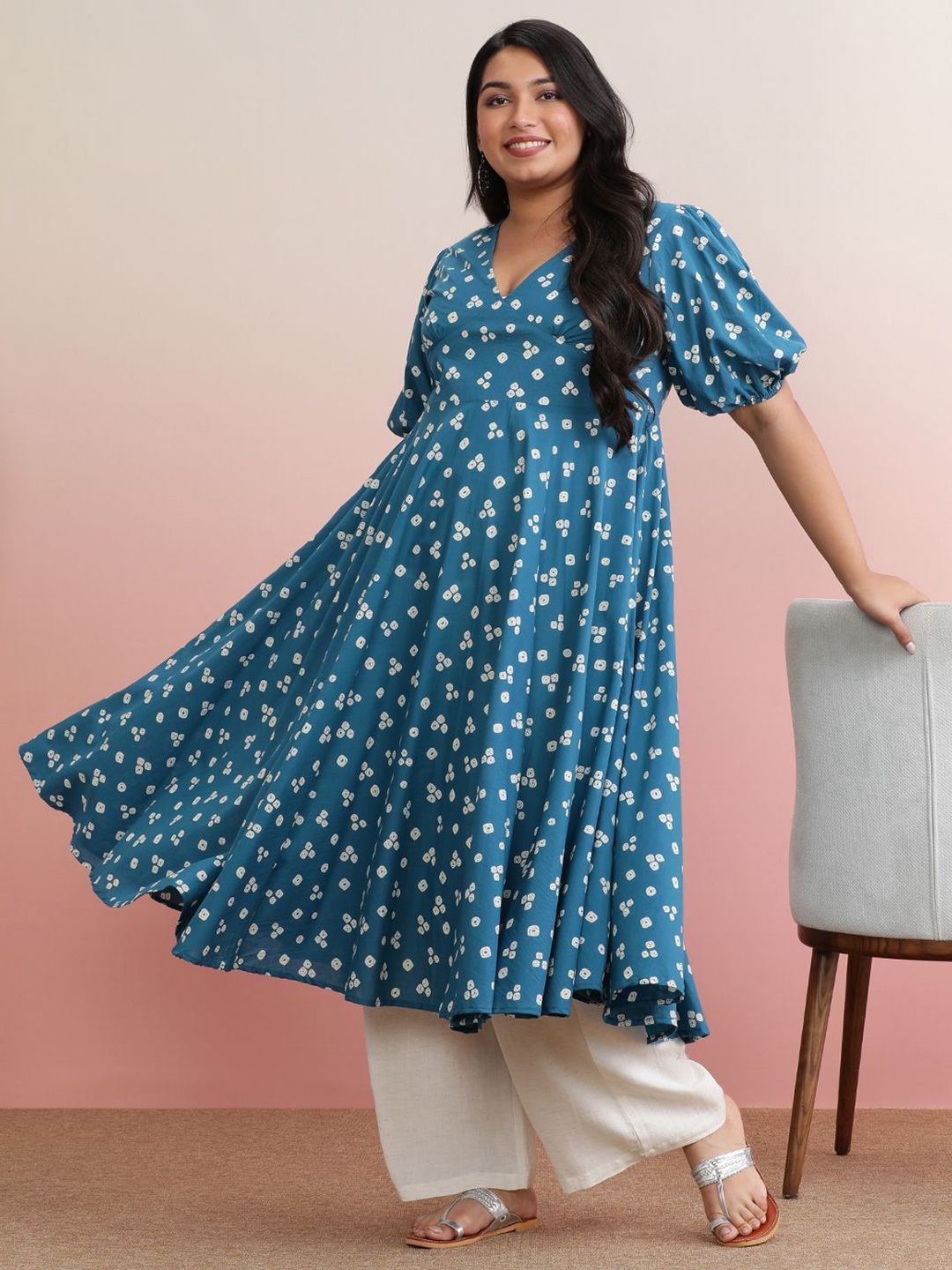 Dhiyona AY Women's Floral Print A-Line Kurta