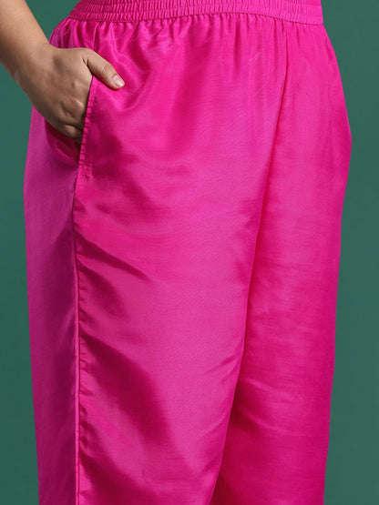 Dhiyona Women's Plus Size Woven Design Kurta with Palazzos & Dupatta