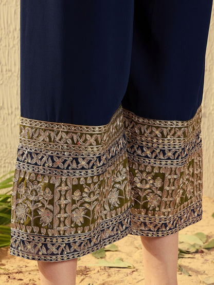 Dhiyona KL Women Floral Embroidered Regular Sequinned Kurta with Palazzos & With Dupatta
