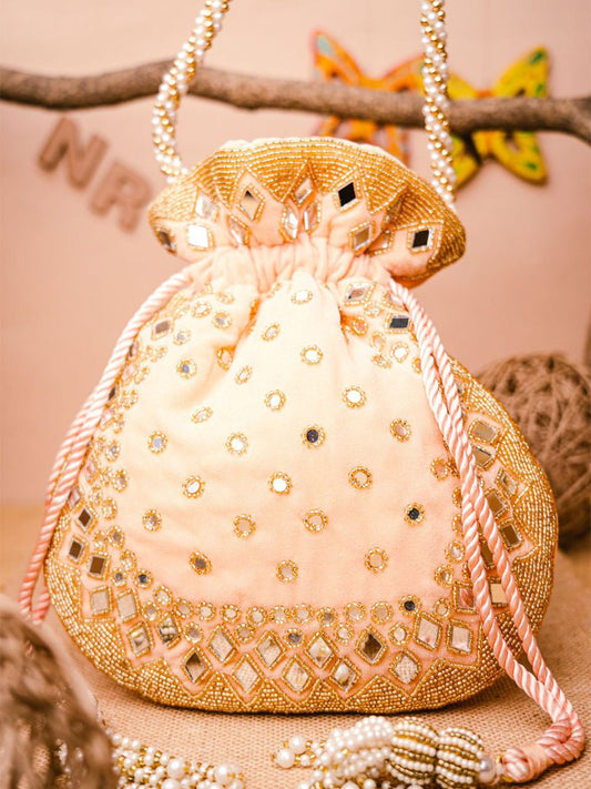 Dhiyona NR Embroidered Mirror Work Potli Clutch