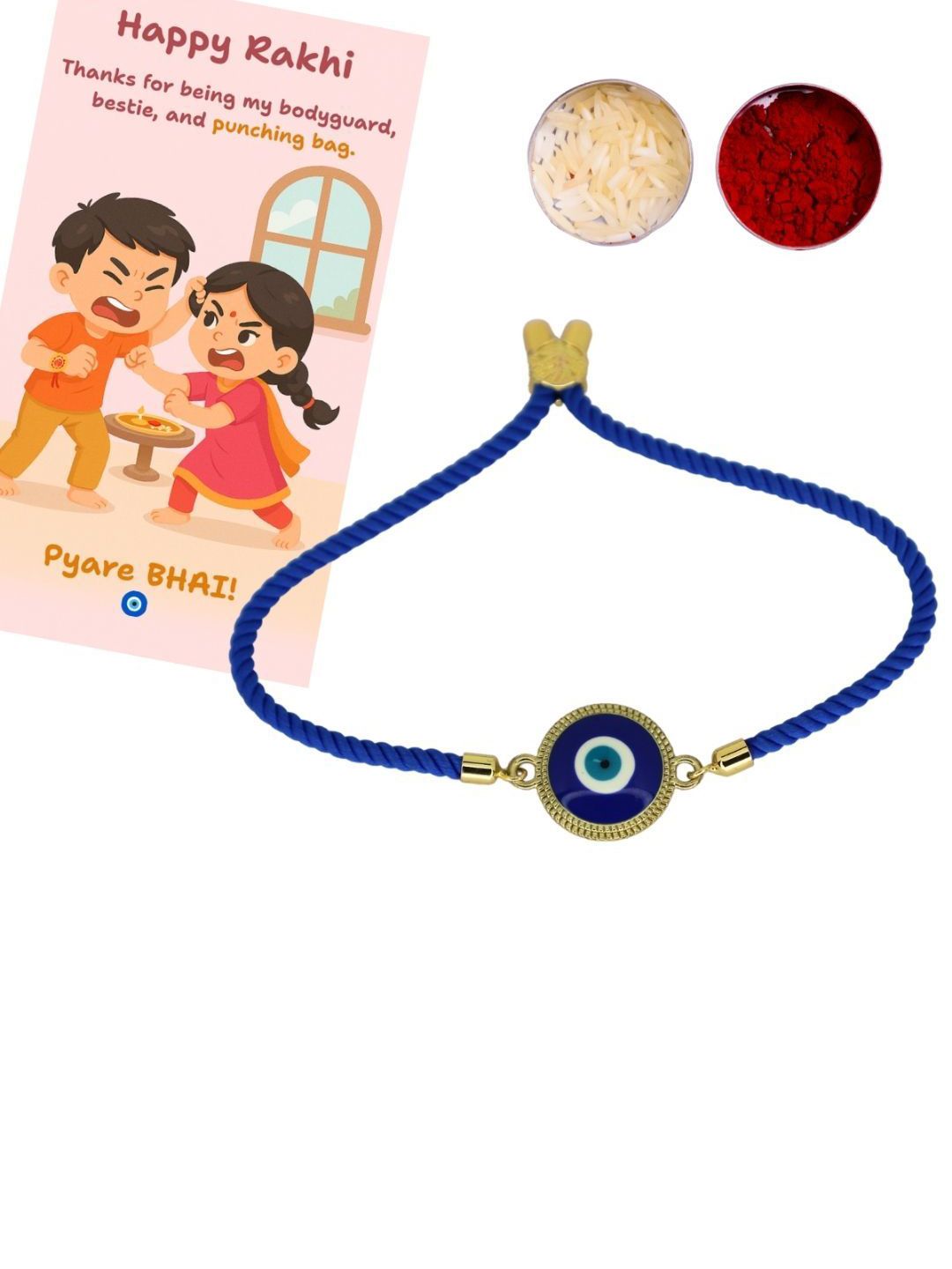 Dhiyona Thread Rakhi Greeting Card & Roli Chawal