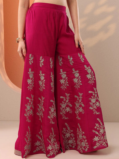 Dhiyona LL Women Ethnic Motifs Embroidered Regular Thread Work Kurta with Palazzos & Dupatta