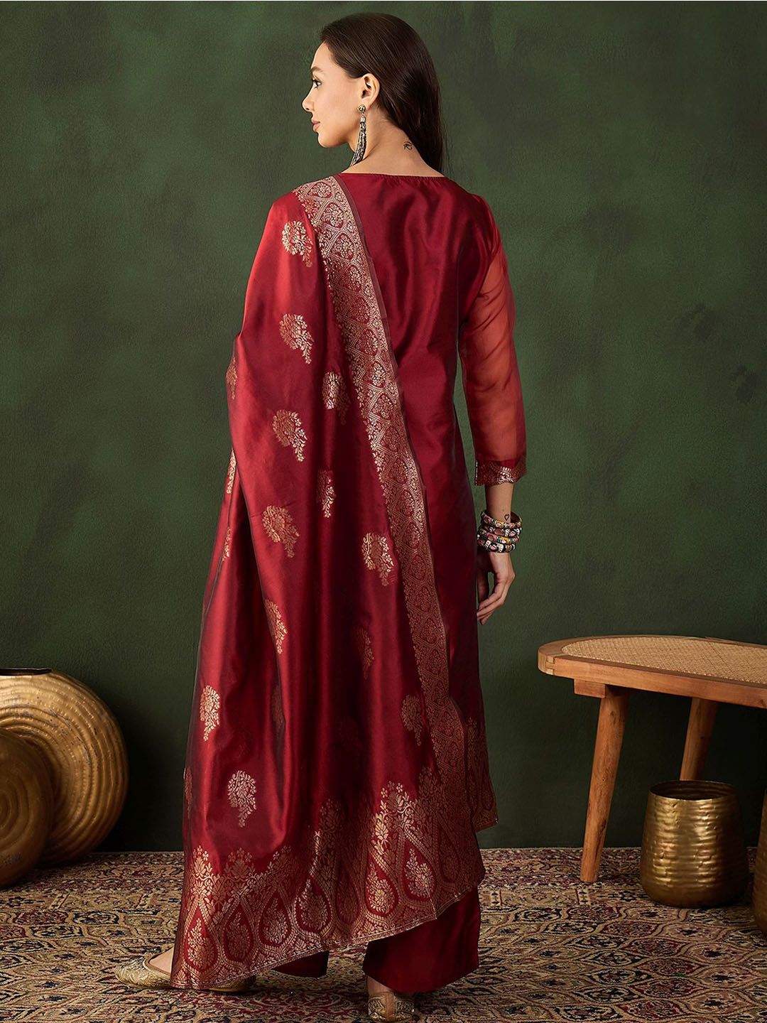 Dhiyona SN Women's Woven Design Kurta & Palazzo With Dupatta