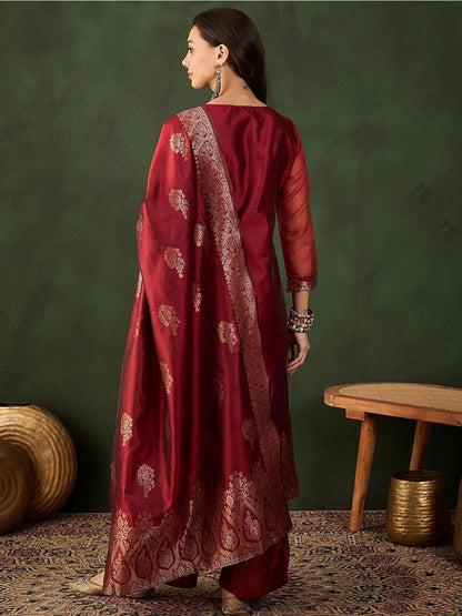 Dhiyona SN Women's Woven Design Kurta & Palazzo With Dupatta